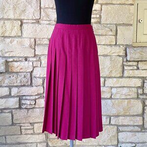 •Vintage• 1980s Pendleton Pleated Wool Midi Skirt in Raspberry Pink